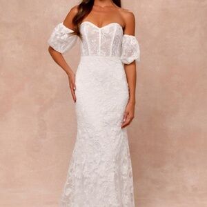 Lulus Everlasting Muse White Embroidered Off-the-shoulder Maxi Dress - Size L